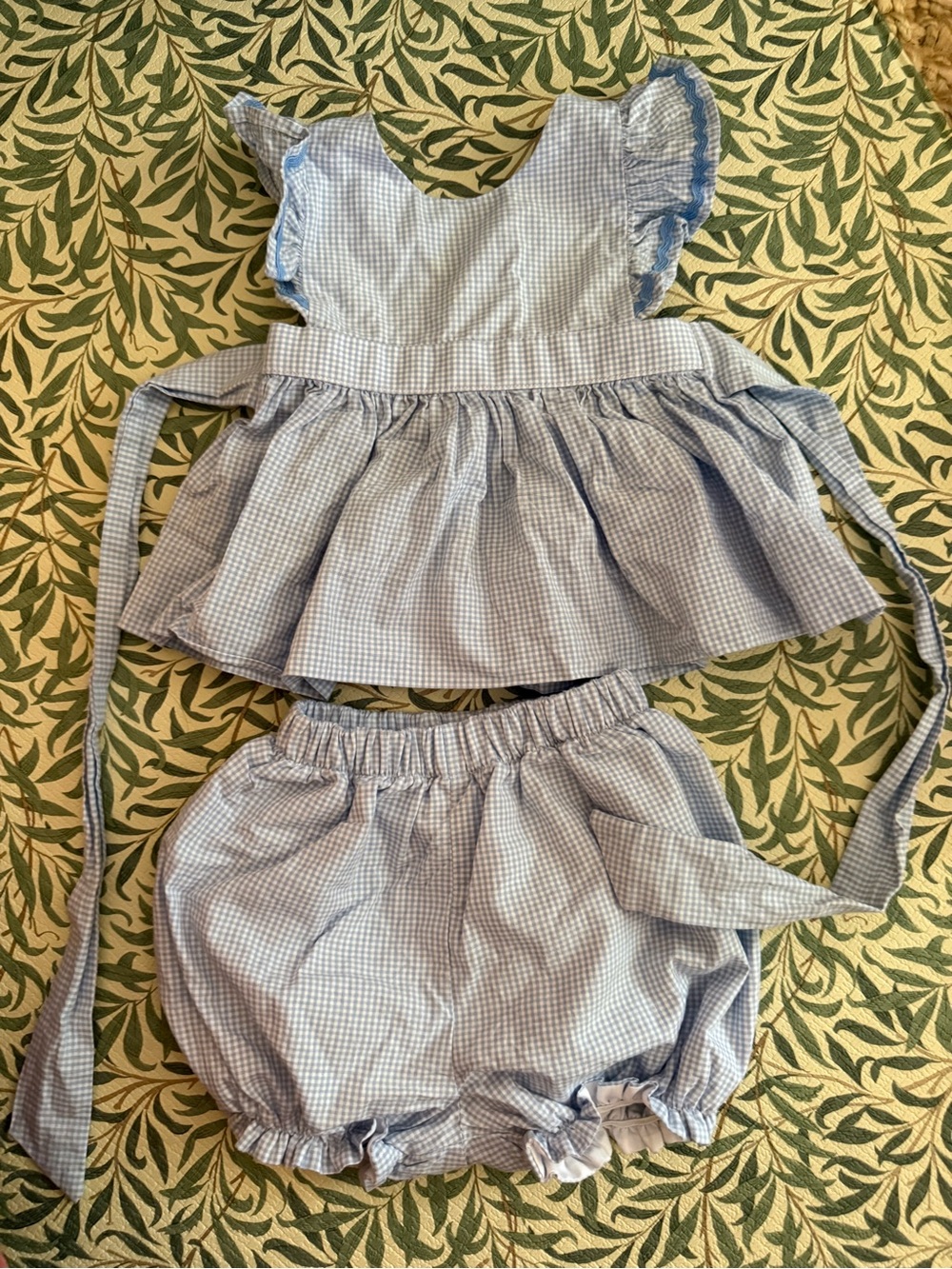 SMOCKINGBIRD Blue Gingham Ruffle Two-Piece Set